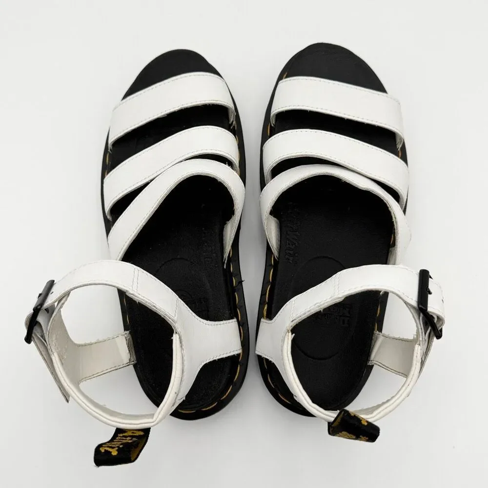 Dr. Martens Blaire White Leather Multi Strap Ankle Sandals - US Women’s 8 / EU 3